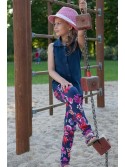 Girls\' navy blue floral pants DZ6014 - Online store - Boutique